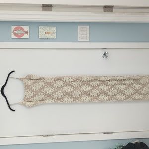 90sVINTAGE Nude Lace Evening Gown